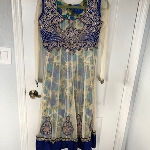 NWOT blue and cream Indian dress
